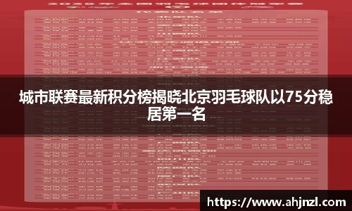 城市联赛最新积分榜揭晓北京羽毛球队以75分稳居第一名